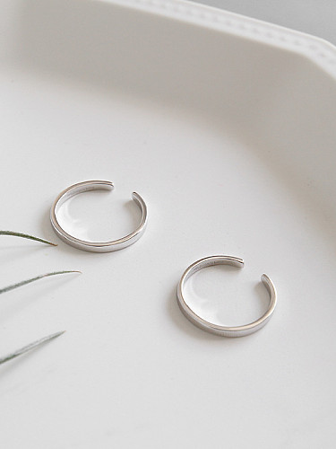 925 Sterling Silver With Platinum Plated Simplistic Round Free size Rings