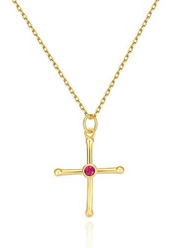 Minimalistische religiöse Halskette aus 925er Sterlingsilber mit Strasskreuz