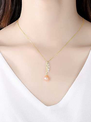 925 Sterling Silver Freshwater Pearl Water Drop Minimalist Necklace