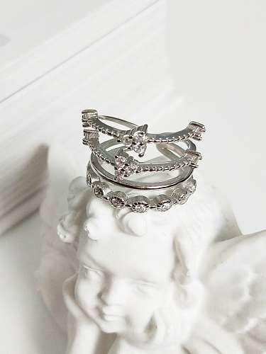 925 Sterling Silber Unregelmäßiger Overlay Art Vintage stapelbarer Ring