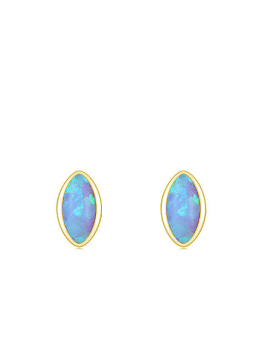 925 Sterling Silver Opal Geometric Minimalist Stud Earring