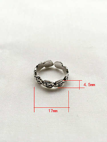 925 Sterling Silver Geometric flower Vintage Stackable Ring