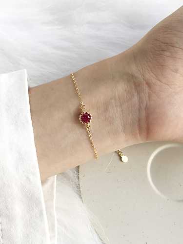 Pulseira de corindo vermelho de prata esterlina 925