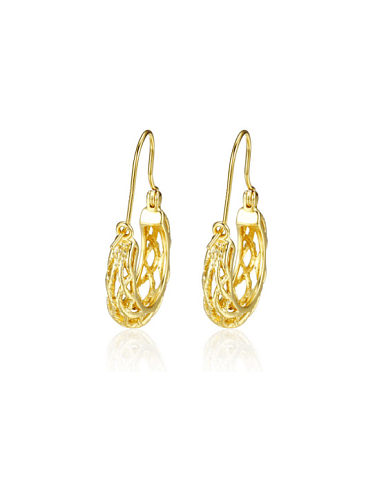 Boucles d'oreilles en argent sterling 925 avec clip géométrique creux simpliste plaqué or