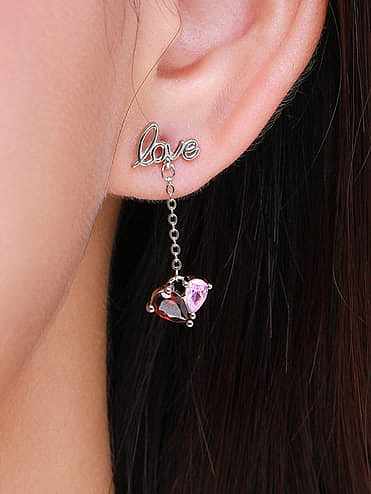 925 Sterling Silver Cubic Zirconia Heart Minimalist Threader Earring