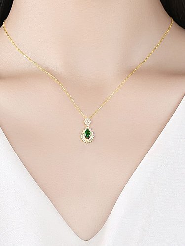 925 Sterling Silver Cubic Zirconia Water Drop Dainty Necklace