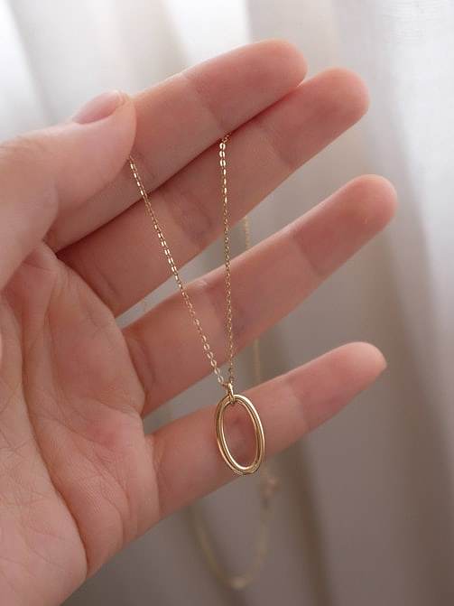 925 Sterling Silver Oval Minimalist Necklace