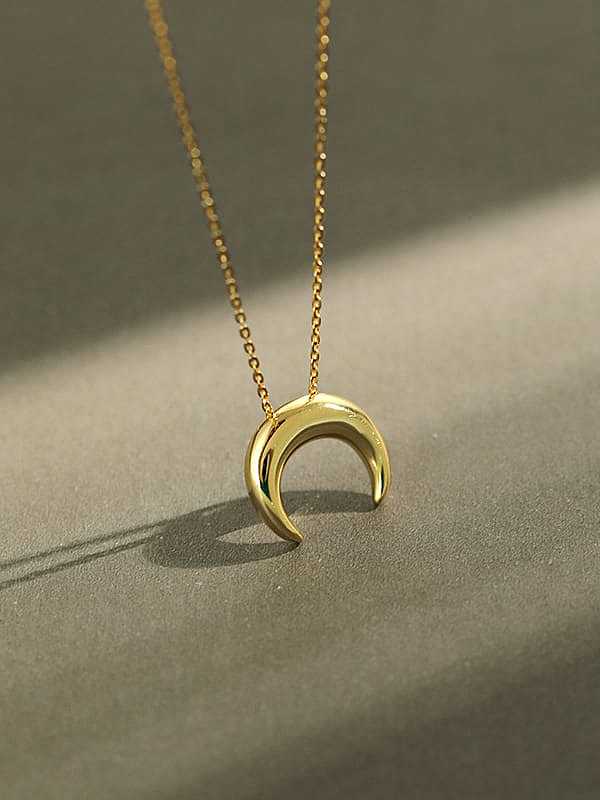 Collier pendentif minimaliste en argent sterling 925 Smooth Moon