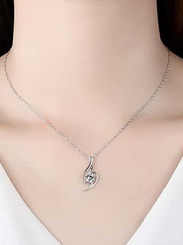 925 Sterling Silver Cubic Zirconia Irregular Minimalist Necklace