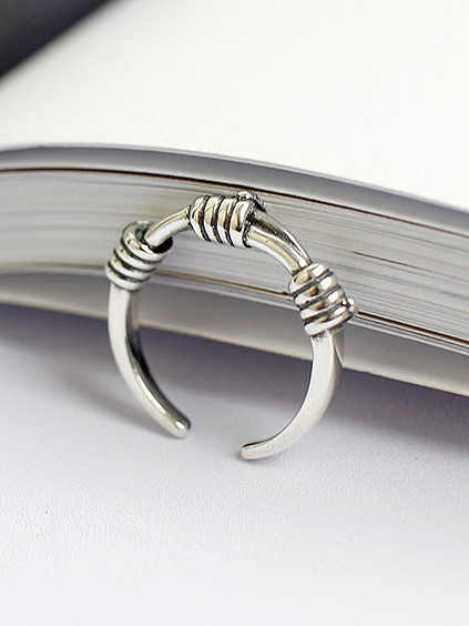 Simple Antique Silver Plated Opening Silver Ring
