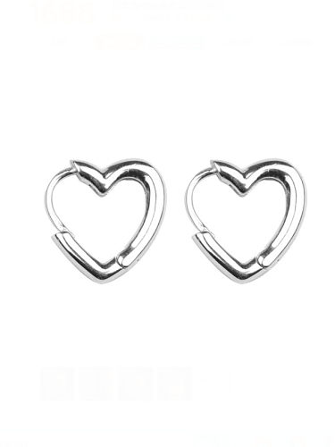 Brinco Huggie minimalista de coração em prata esterlina 925