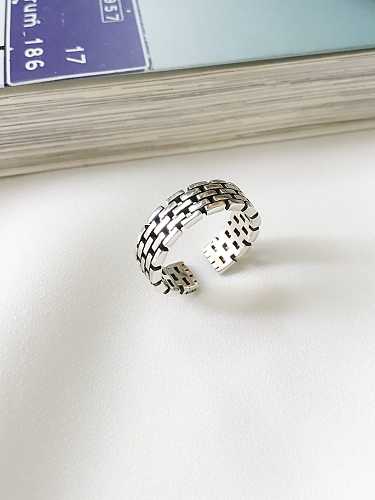 925 الفضة الاسترليني تحقق مربع خمر خاتم باند الحجم الحر