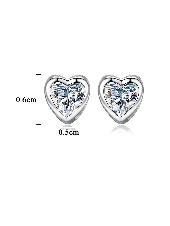 925 Sterling Silver With Cubic Zirconia Cute Heart Stud Earrings