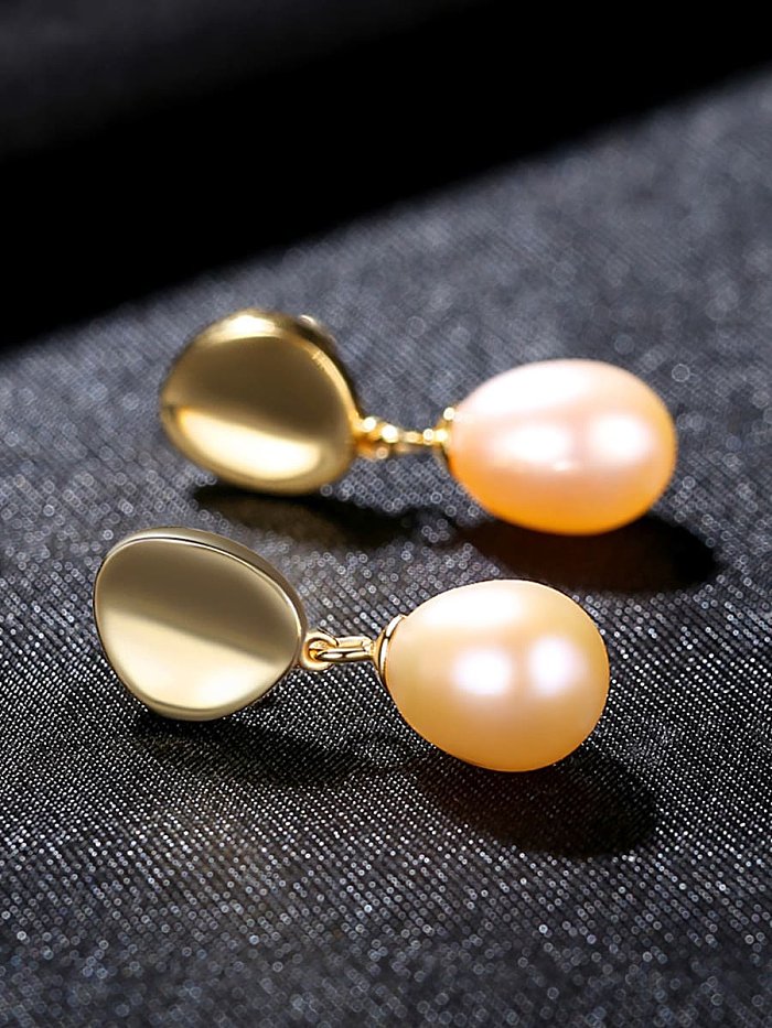 925 Sterling Silver Freshwater Pearl Smooth Round Dainty Drop Earring