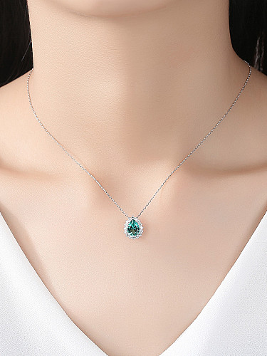 925 Sterling Silver With Cubic Zirconia Luxury Water Drop Necklaces