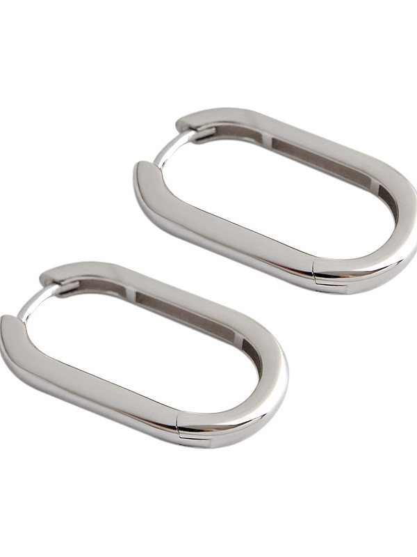 925 Sterling Silver With Glossy Simplistic Geometric Clip On Earrings