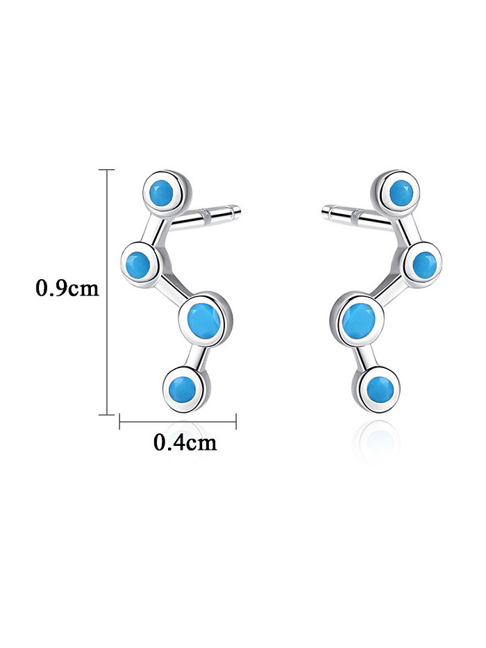 925 Sterling Silver With Enamel Personality Irregular Stud Earrings