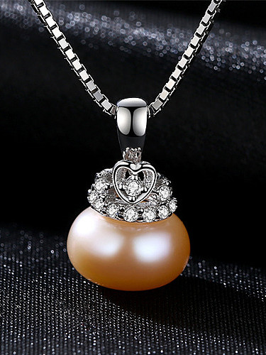 Sterling Silver AAA zircon 90-95 freshwater pearl necklace
