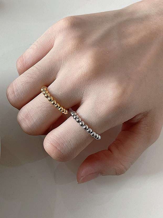 925 Sterling Silver Bead Round Vintage Band Ring
