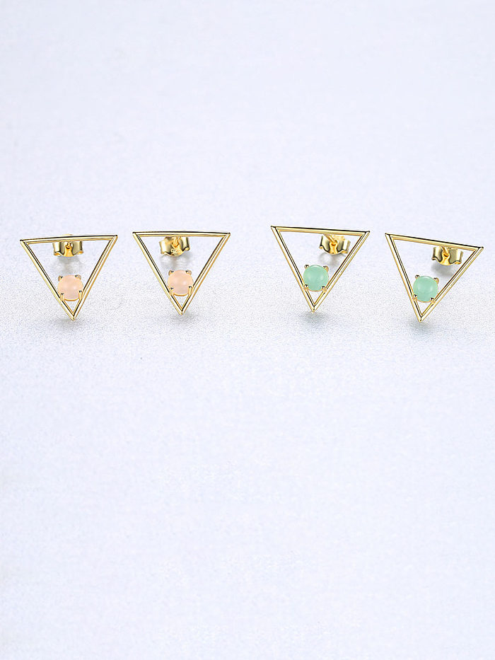 Aretes de plata esterlina 925 con triángulo simplista de ópalo