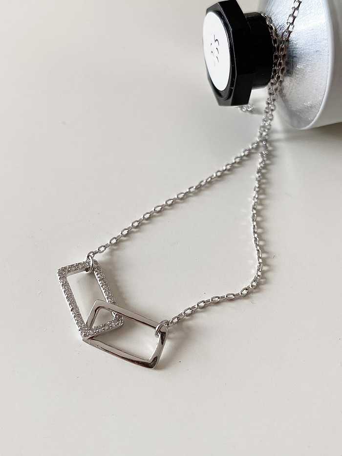 Collar minimalista geométrico de plata de ley 925 con circonitas cúbicas