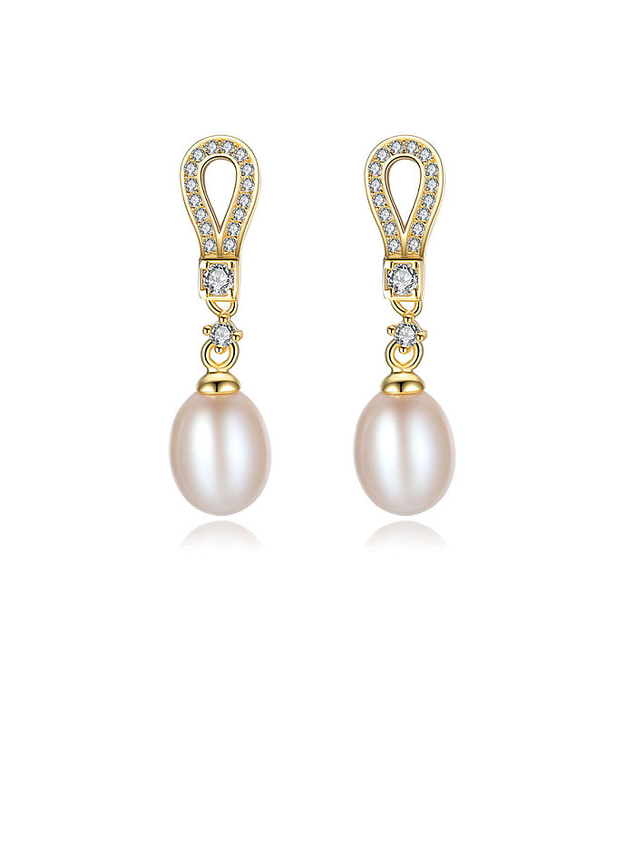 925 Sterling Silver With Gold Plated Simplistic Irregular Drop Earrings