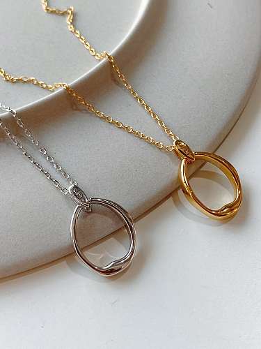 925 Sterling Silver With Gold Plated Simplistic Hollow Geometric Necklaces