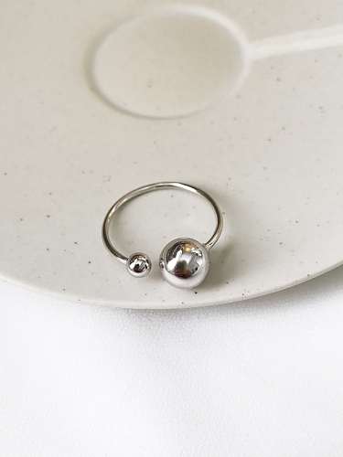 925 Sterling Silver Ball Minimalist Free Size Midi Ring