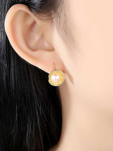 925 Sterling Silver Freshwater Pearl Flower Vintage Hook Earring