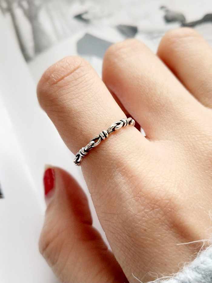 925 Sterling Silver Geometric Vintage Buckle Free Size Midi Ring