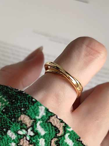 Unregelmäßiger, minimalistischer, doppelschichtiger, stapelbarer Ring aus 925er Sterlingsilber