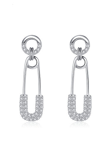 Boucles d'oreilles pendantes minimalistes géométriques en argent sterling 925 avec zircone cubique
