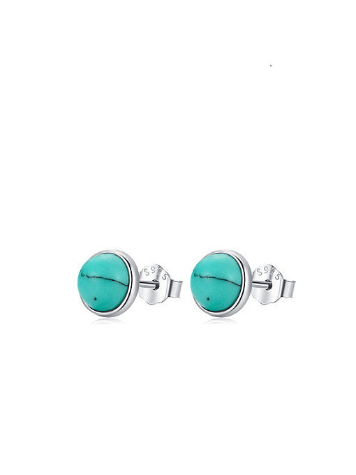 925 Sterling Silver Turquoise Geometric Minimalist Stud Earring