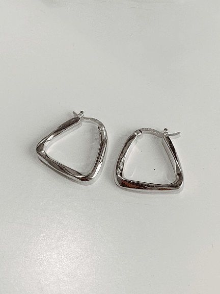 925 Sterling Silver Hollow Geometric Minimalist Huggie Earring