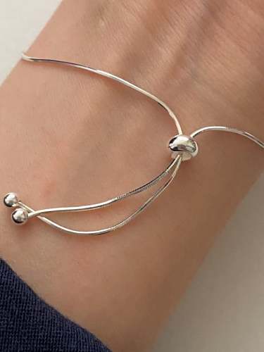 925 Sterling Silver Tassel Minimalist Adjustable Bracelet