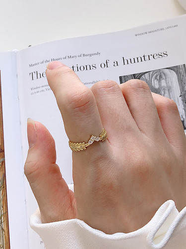 925 Sterling Silver With Gold Plated Personality Leaf Midi Rings