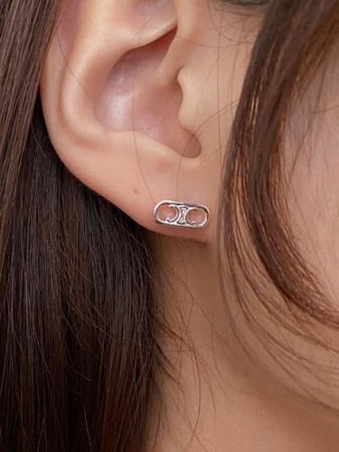 925 Sterling Silver Geometric Vintage Stud Earring