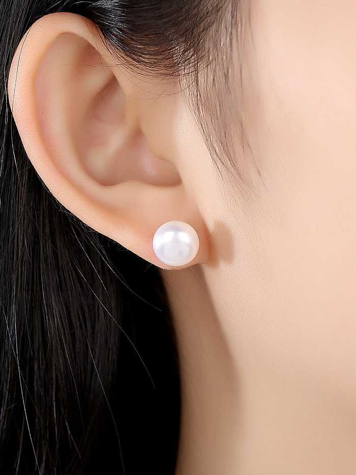 925 Sterling Silver Freshwater Pearl Round Minimalist Stud Earring