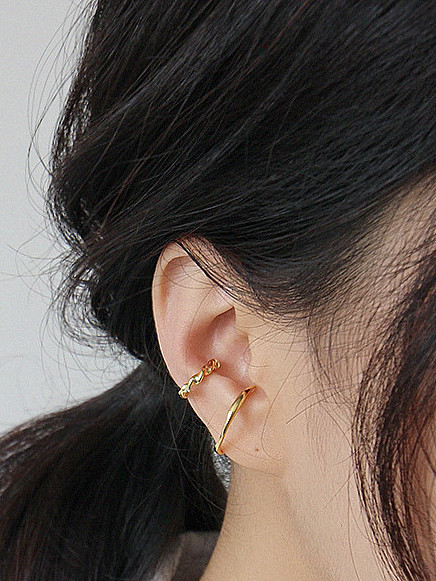 Boucles d'oreilles en argent sterling 925 avec clip irrégulier simpliste plaqué or