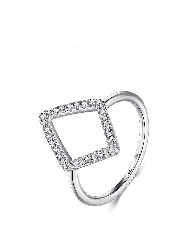 925 Sterling Silver Cubic Zirconia Geometric Dainty Band Ring