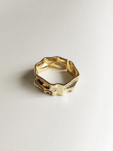 925er Sterlingsilber mit vergoldeten, schlichten, unregelmäßigen Midi-Ringen