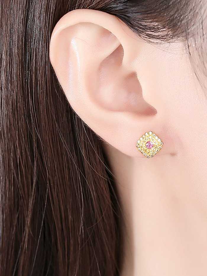Boucles d'oreilles carrées de luxe en argent sterling 925 avec oxyde de zirconium