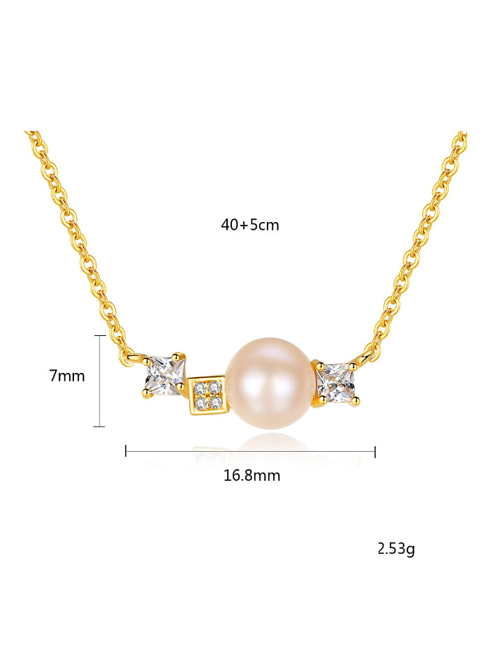 Collar de perlas naturales de agua dulce de 7-7.5 mm en plata de ley