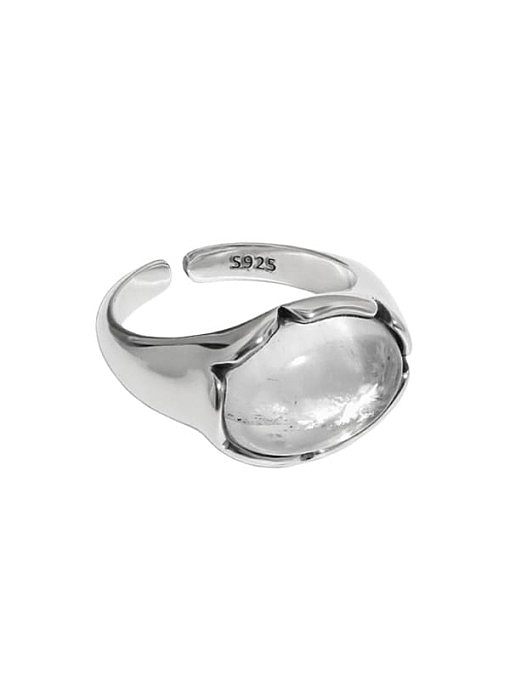 925 Sterling Silver Crystal Irregular Vintage Band Ring