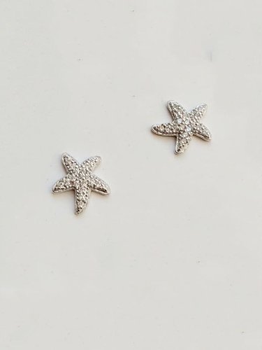 925 Sterling Silver Cubic Zirconia Starfish Minimalist Stud Earring
