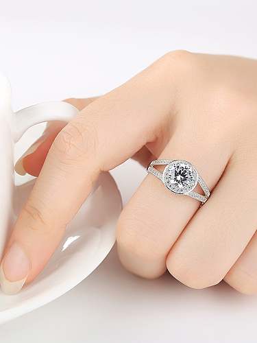 925 Sterling Silver White Round Cubic Zirconia Minimalist Band Ring