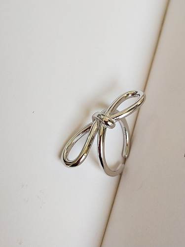 Anel de banda tamanho livre minimalista com laço de prata esterlina 925