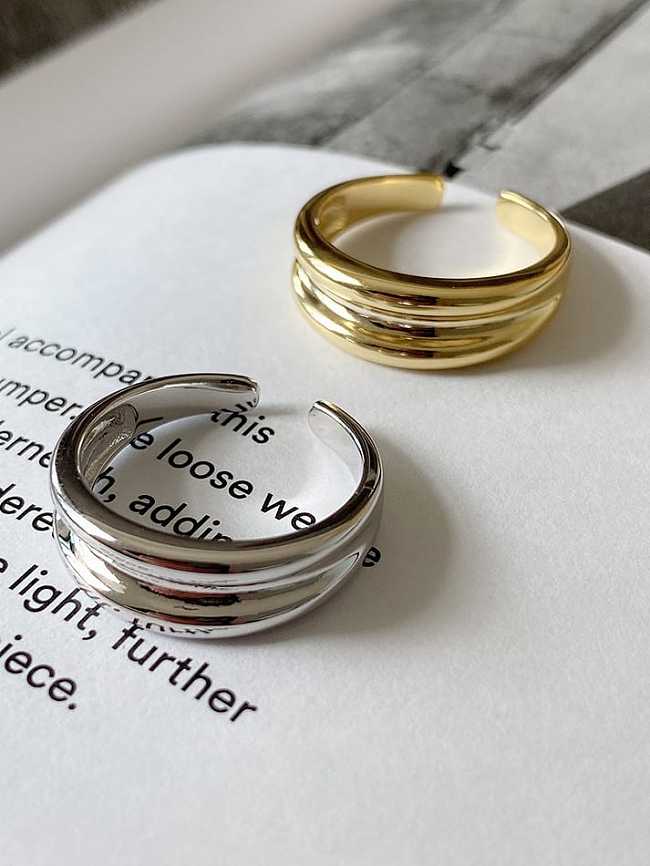 925 Sterling Silver Irregular Vintage Double Convex Band Ring