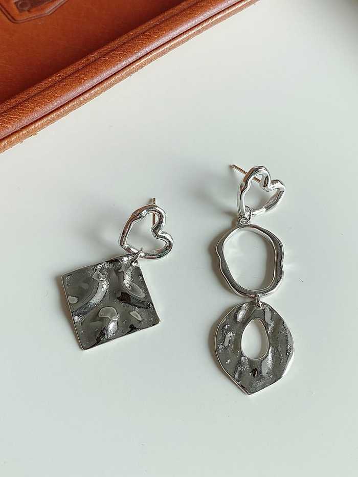 925 Sterling Silver Asymmetry Geometric Vintage Drop Earring