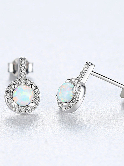 Sterling Silver AAA zircon OPAL pin stud